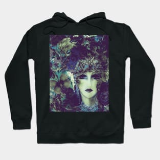 MUTED GREEN BLUE ART DECO FLAPPER COLLAGE Hoodie